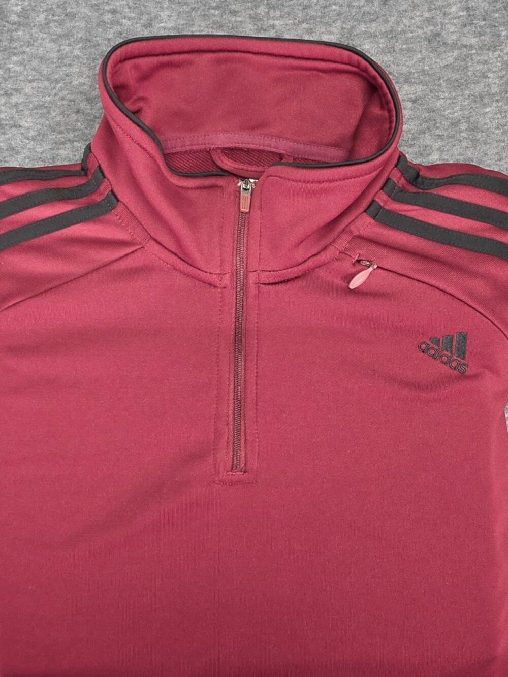 Adidas Red Quarter Zip Pullover XL 3 Stripe Athletic Top